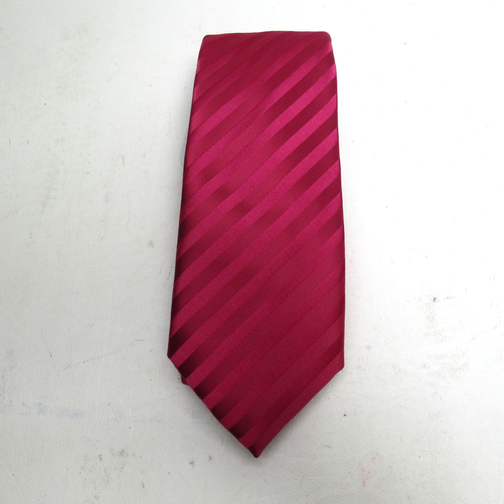 Puccini Neck Tie Mens 58 in Microfiber Magenta Diagonal Striped Sheen Classic